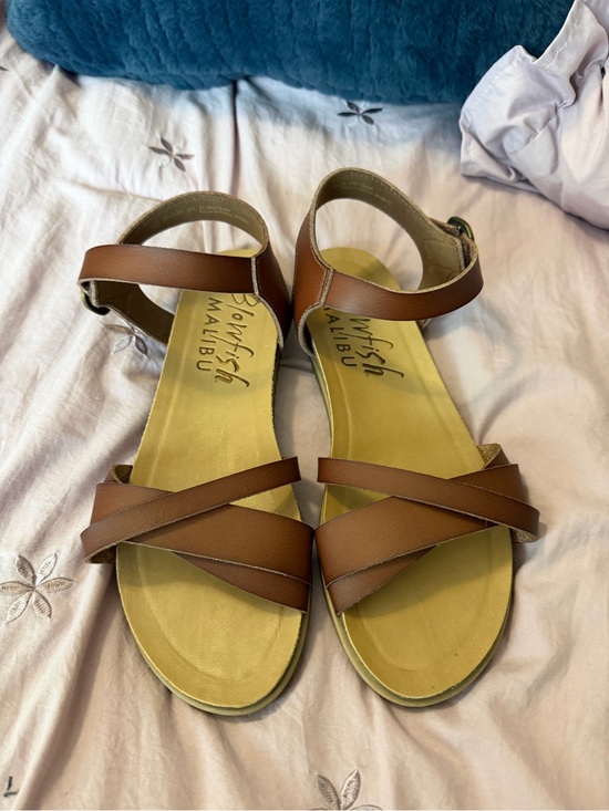 Malibu Shoes - Malibu Blowfish Tan Crisscross Ankle-Strap Sandals